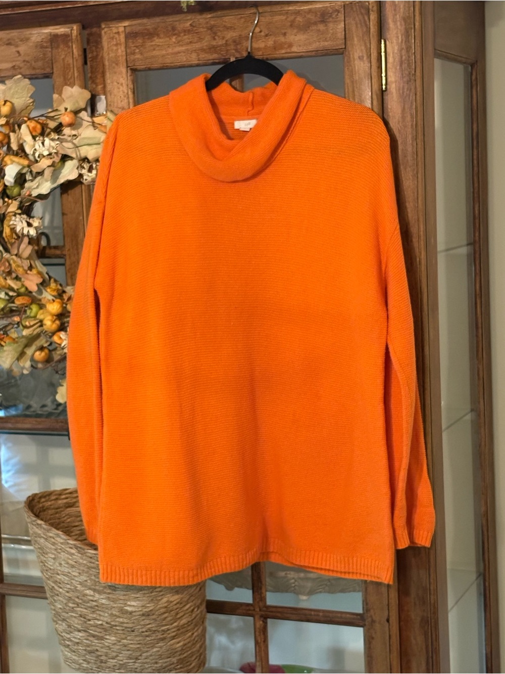 J. Jill Bright Orange Cowl Neck Sweater